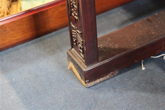 A large Chinese Hundred Shou rosewood (hongmu) altar table, early 20th century, length 258cm, depth 50cm, height 93.5cm, restorations